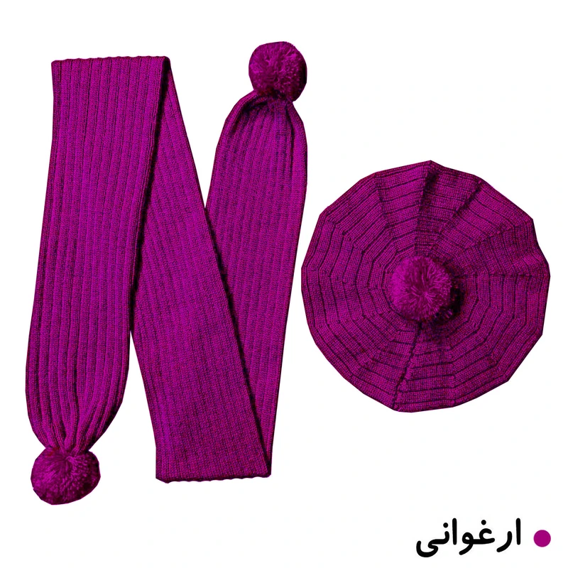 عکس شماره 2 : ست کلاه و شال گردن بافتنی بچه گانه مدل فرانسوی کد n12