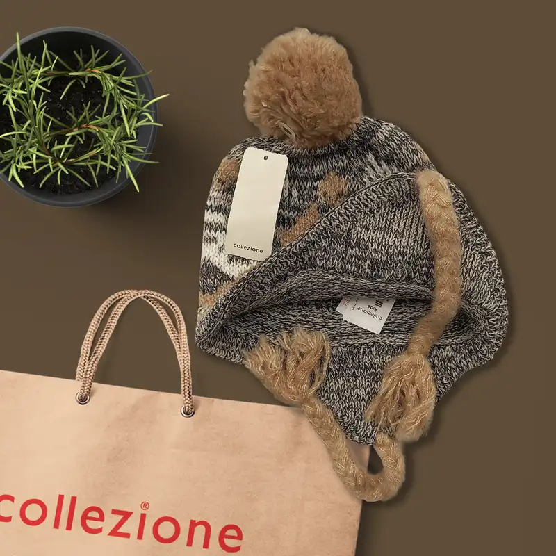 کلاه بافتنی بچگانه کولزیون مدل هندسی کد 61806