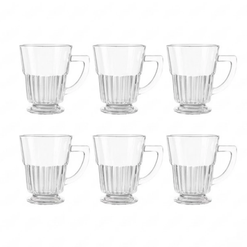لیوان لیمون مدل پایه دار شیشه ای کد HS2485 بسته 6 عددی