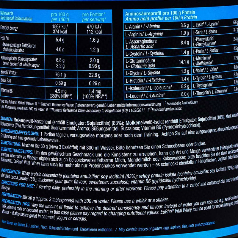 پودر پروتئین وی یوروویتال - 1000 گرم بسته 2 عددی