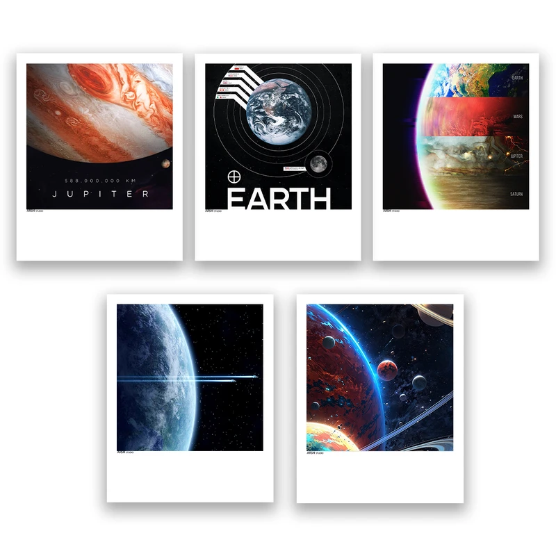 آویز تزیینی عرش مدل فانتزی فضا و کهکشان کد Asa1212 مجموعه پنج عددی