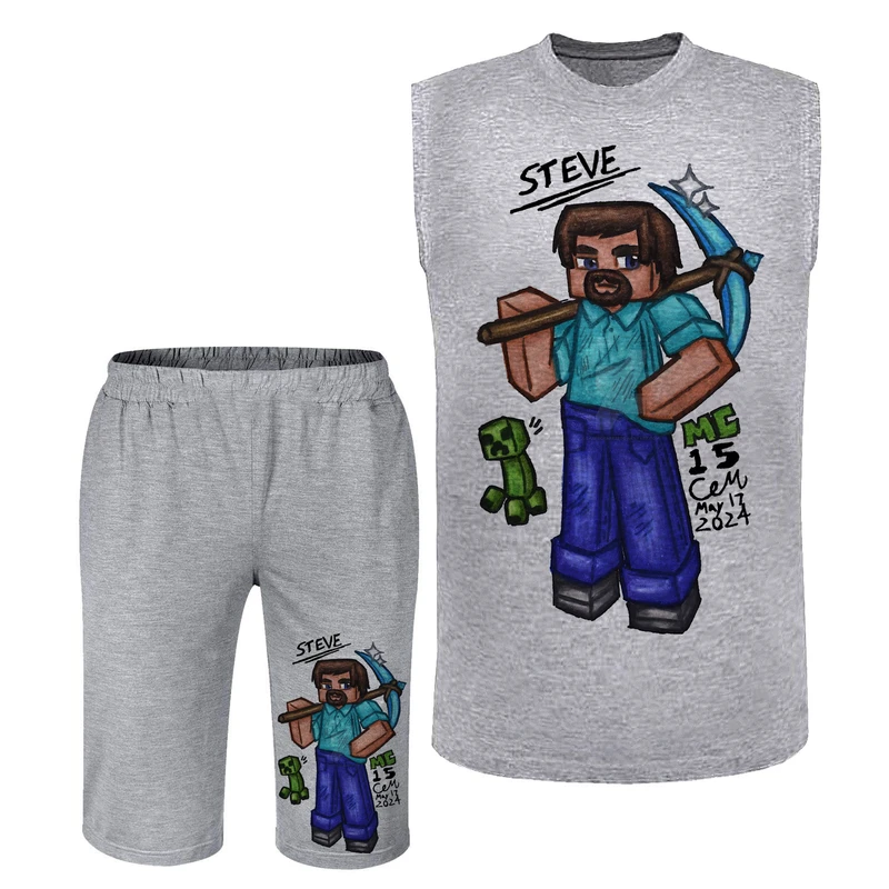 ست تاپ و شلوارک مردانه مدل ماینکرفت کد A396