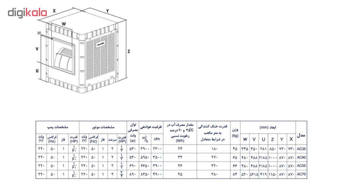 کولر آبی 3500 آبسال مدل AC35