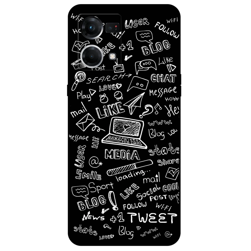 کاور مگافون طرح رسانه های اجتماعی مدل 1898 مناسب برای گوشی موبایل اوپو Reno 7