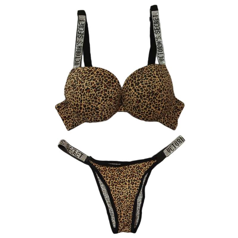 ست شورت و سوتین زنانه مدل نگین دار پلنگی کد 713