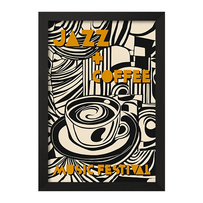 تابلو خندالو مدل فنجان قهوه و موزیک کد F10119