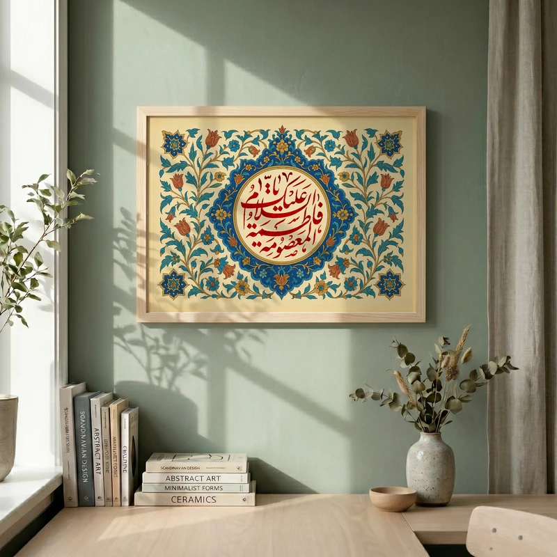 تابلو طرح ولادت امام رضا (ع) مدل G15068 فریم کرم روشن