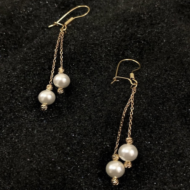 گوشواره طلا 18 عیار زنانه با طرح مروارید مدل DK628 - 2