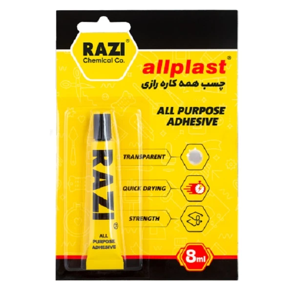  چسب همه کاره رازی مدل Allplast حجم 8 میلی لیتر بسته 144 عددی
