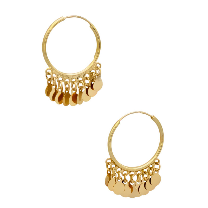 گوشواره حلقه‌ای طلا 18 عیار زنانه گالری رحمانی مدل  پولکی کد 02
