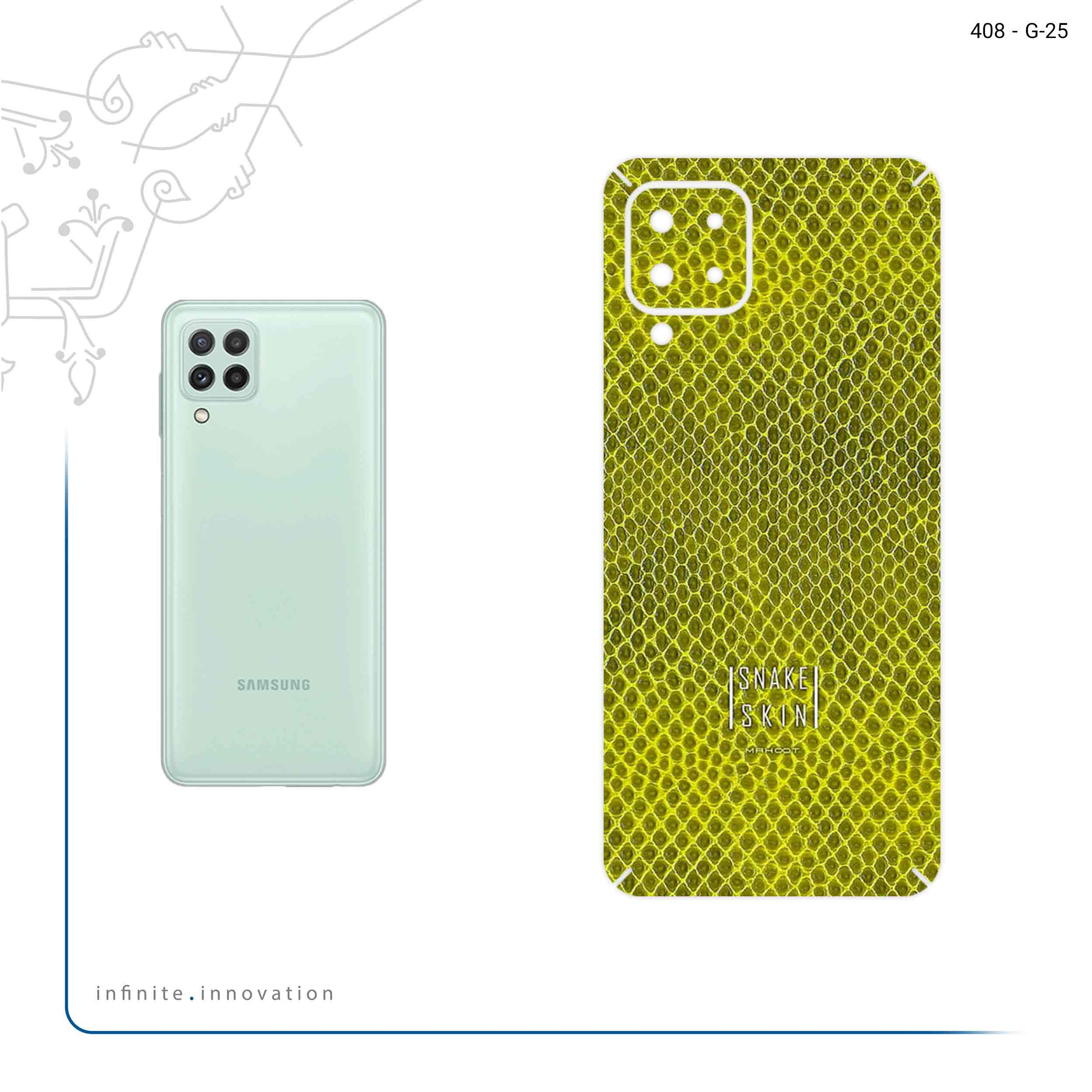 برچسب پوششی ماهوت مدل Yellow Snake Skin مناسب برای گوشی موبایل سامسونگ Galaxy A22 4G