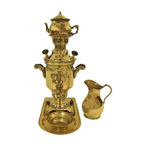سرویس سماور ذغالی 5 پارچه برنجی مدل H-2054
