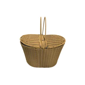 سبد حصیری مدل مسافرتی طرح بیضی کد 110