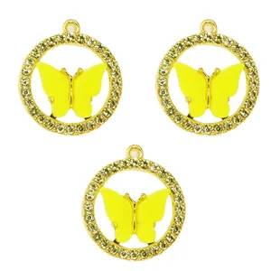  آویز گردنبند دخترانه مدل پروانه رویایی نگین دار کد 131 بسته 3 عددی