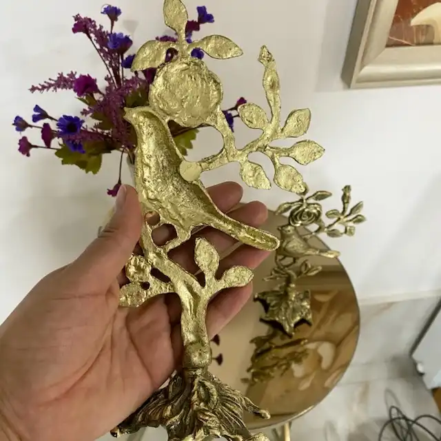 دکوری برنجی مدل گل و بلبل