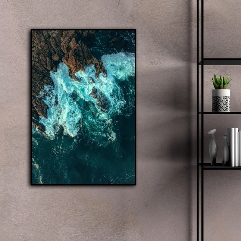 تابلو بکلیت طرح امواج دریا مدل B-D2081 فریم مشکی