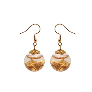  گوشواره طلا 24 عیار زنانه طرح گوی کد 100176