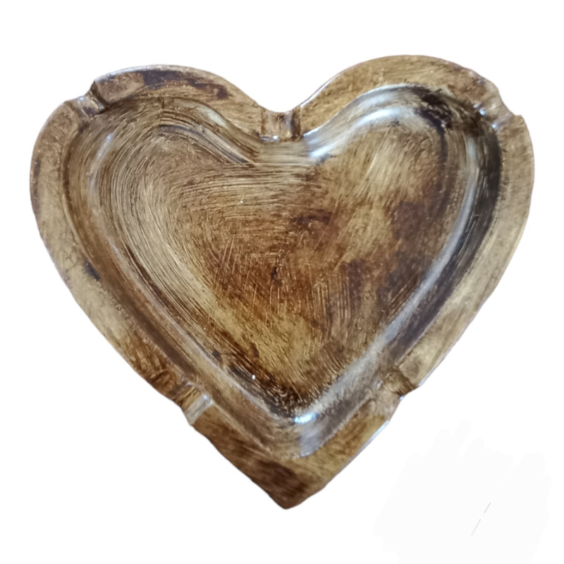 زیر سیگاری طرح سنگ مصنوعی مدل قلب چوبی