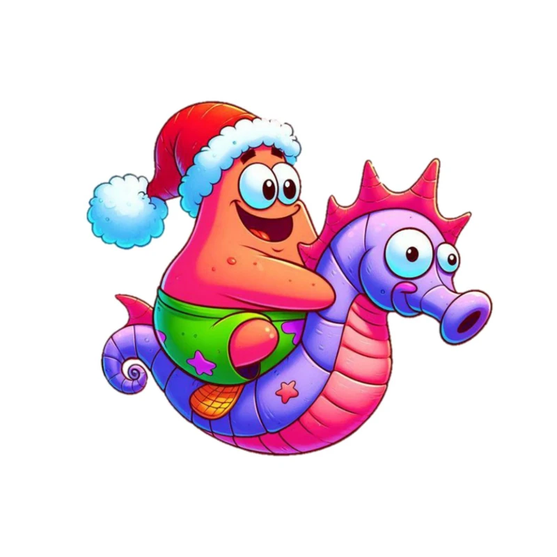 استیکر پارچه و لباس پاد آفرین مدل کارتونی باب اسفنجی پاتریک بابانوئل بامزه جذاب کد 1754