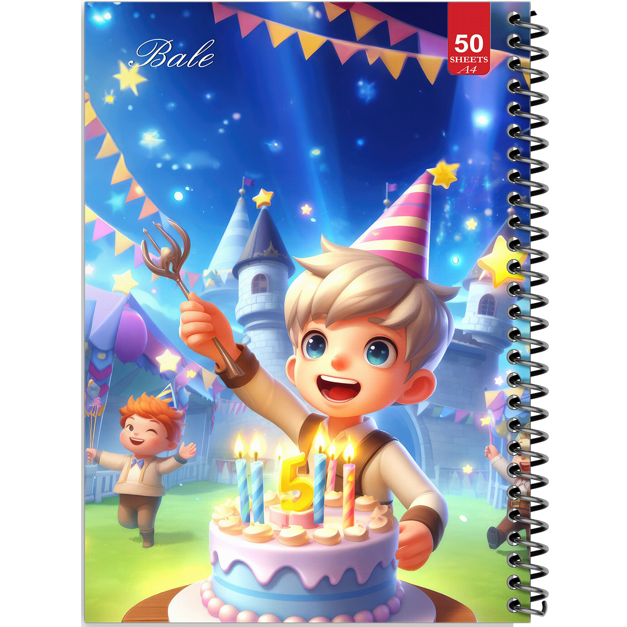 دفتر نقاشی 50 برگ انتشارات بله طرح پسرانه کیک تولد کد A4-L538