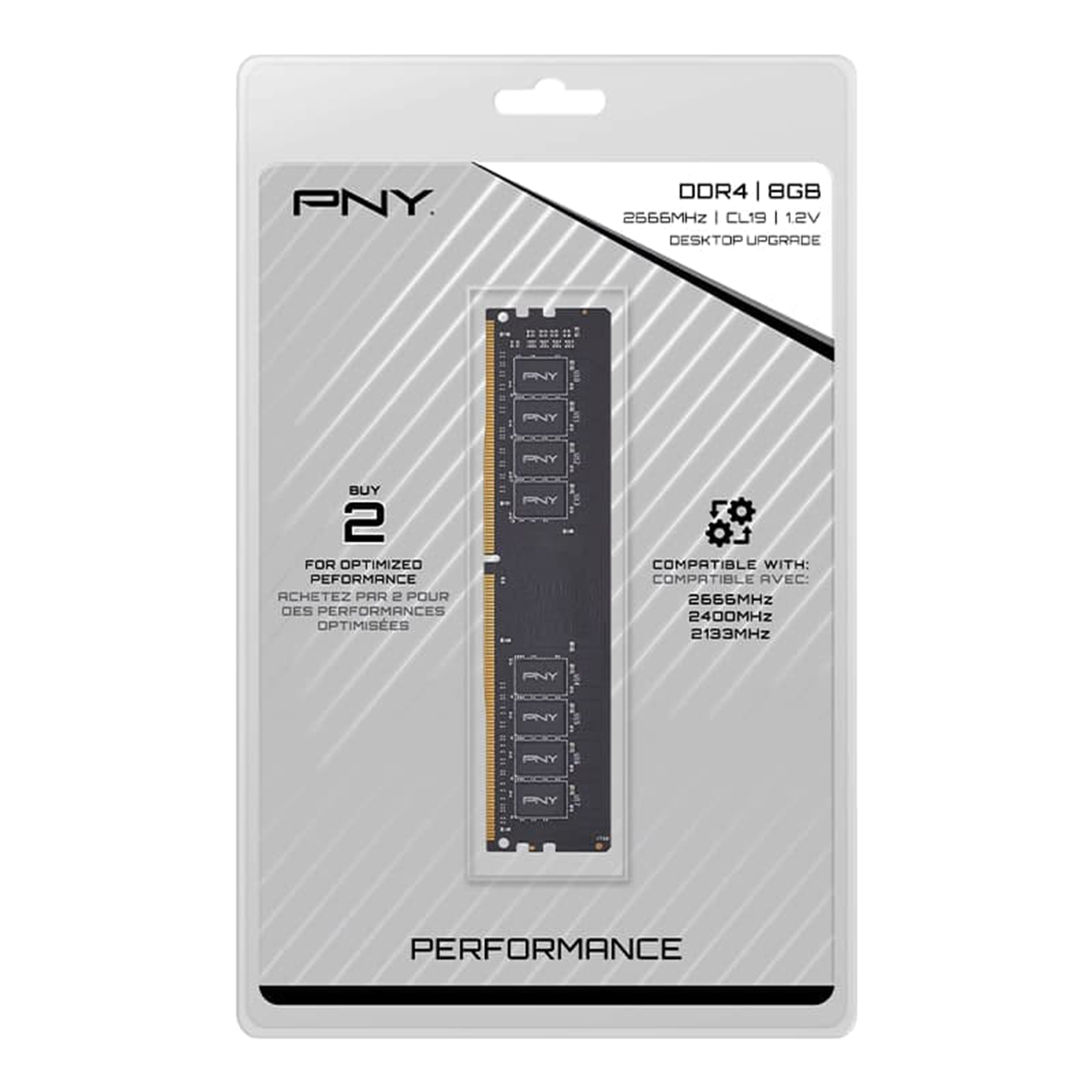 رم دسکتاپ DDR4 دو کاناله 2666 مگاهرتز CL19 پی ان وای مدل PERFORMANCE ظرفیت 8 گیگابایت