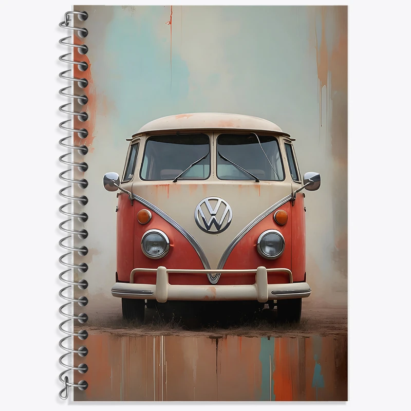 دفتر زبان 50 برگ خندالو مدل دو خط طرح فولکس واگن کد F7055