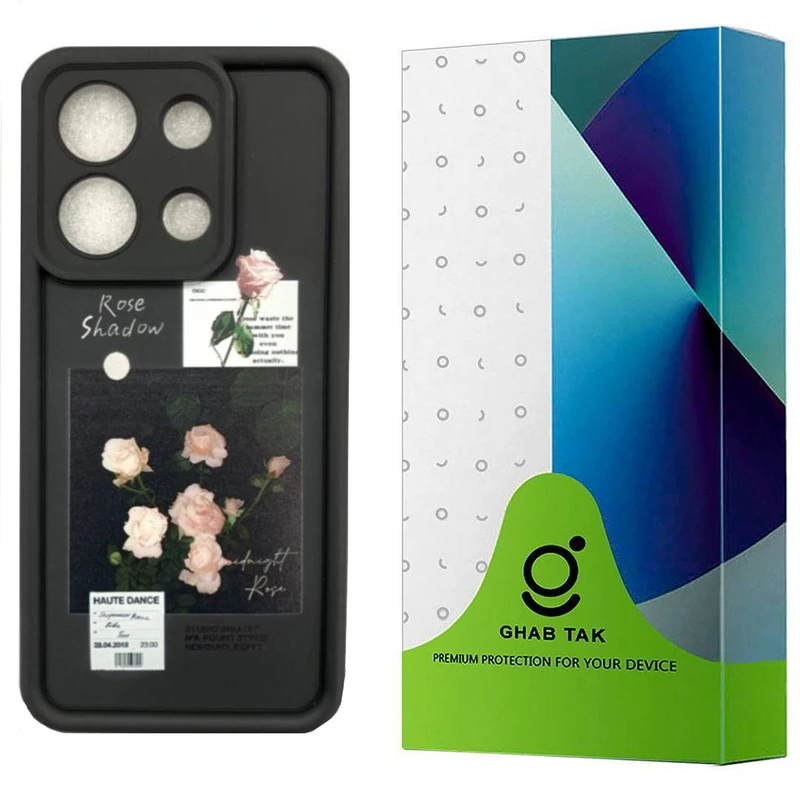 کاور قاب تک مدل سولید طرح گل رز مناسب برای گوشی موبایل شیائومی Redmi Note 13 Pro 4G