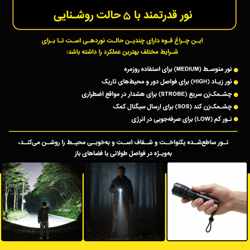 چراغ قوه دستی استرانگ مدل Multi-Function با نور مهتابی