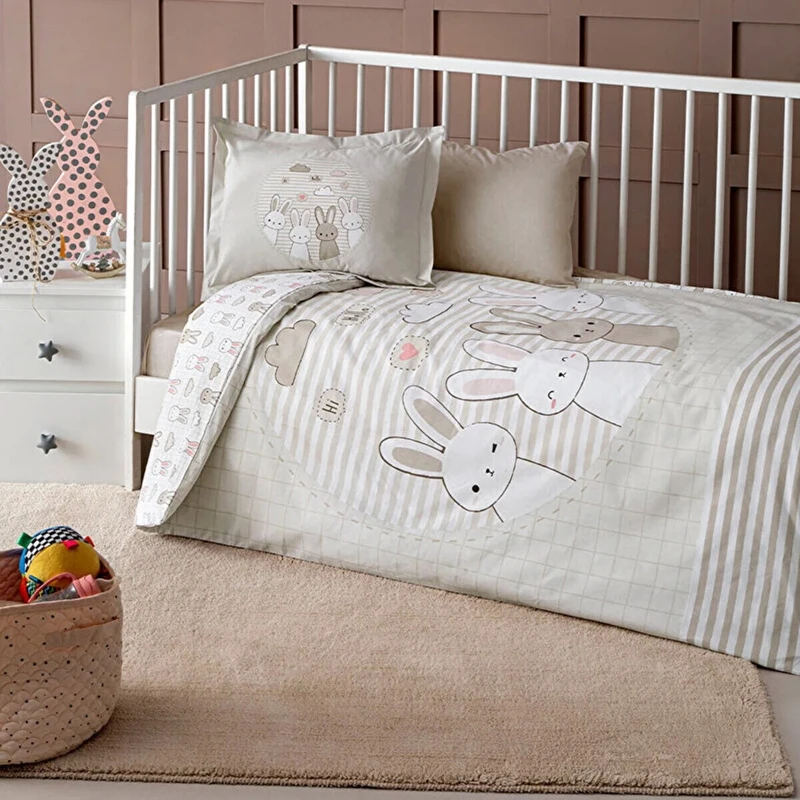 سرویس روتختی ازدیلک مدل Hello Rabbit Baby کودک تک نفره 4 تکه