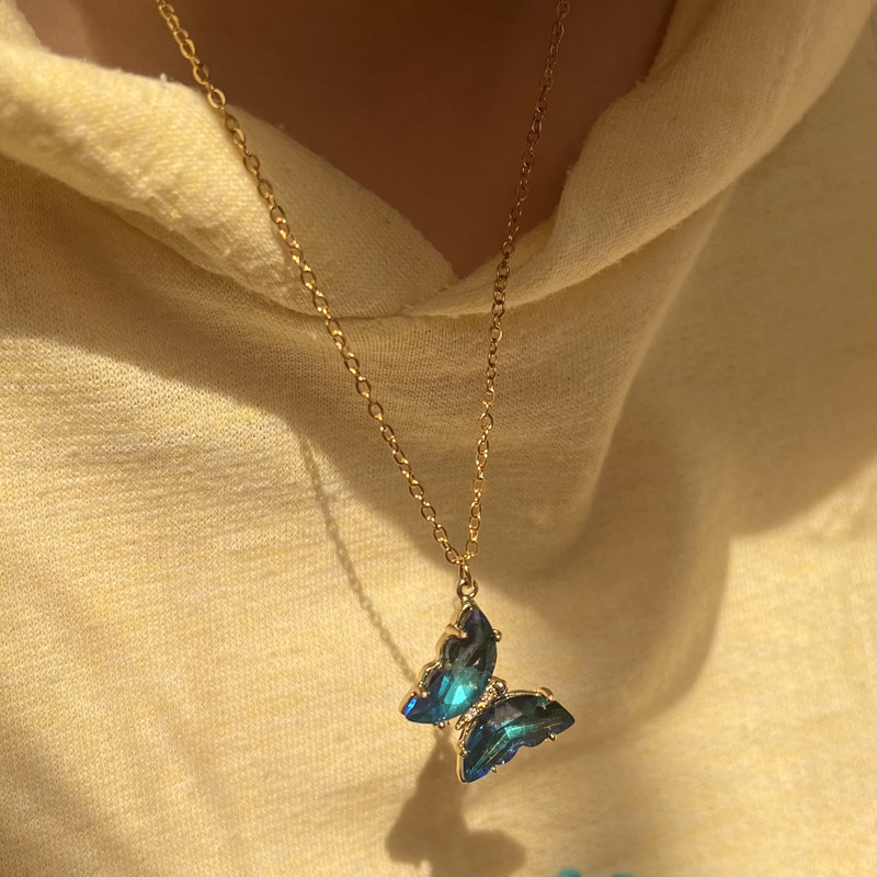 گردنبند زنانه مدل پروانه کریستالی 304