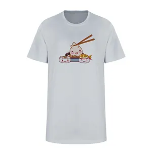 تی شرت آستین کوتاه زنانه مدل غذا بامزه  کد L282 رنگ طوسی