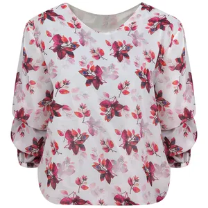 بلوز زنانه مدل حریر گل رنگ سفید