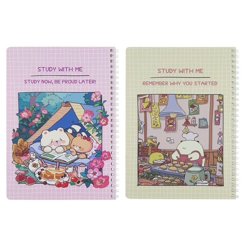 دفتر مشق 50 برگ پانداک مدل صفحات طرحدار طرح کیوت کد 2108 مجموعه دو عددی