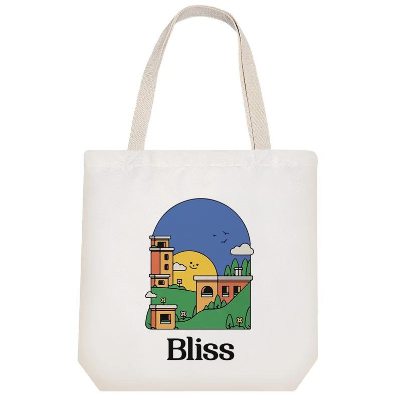 ساک خرید پارچه ای خندالو طرح دهکده مدل توت بگ کد 7360