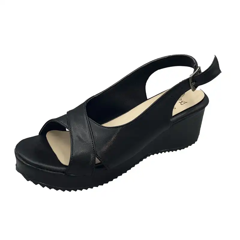 صندل زنانه مدل چرم مصنوعی ضربدری پشت باز