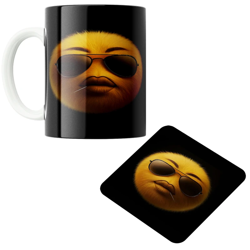 ماگ پاد آفرین مدل ایموجی کد 45 به همراه زیر لیوانی