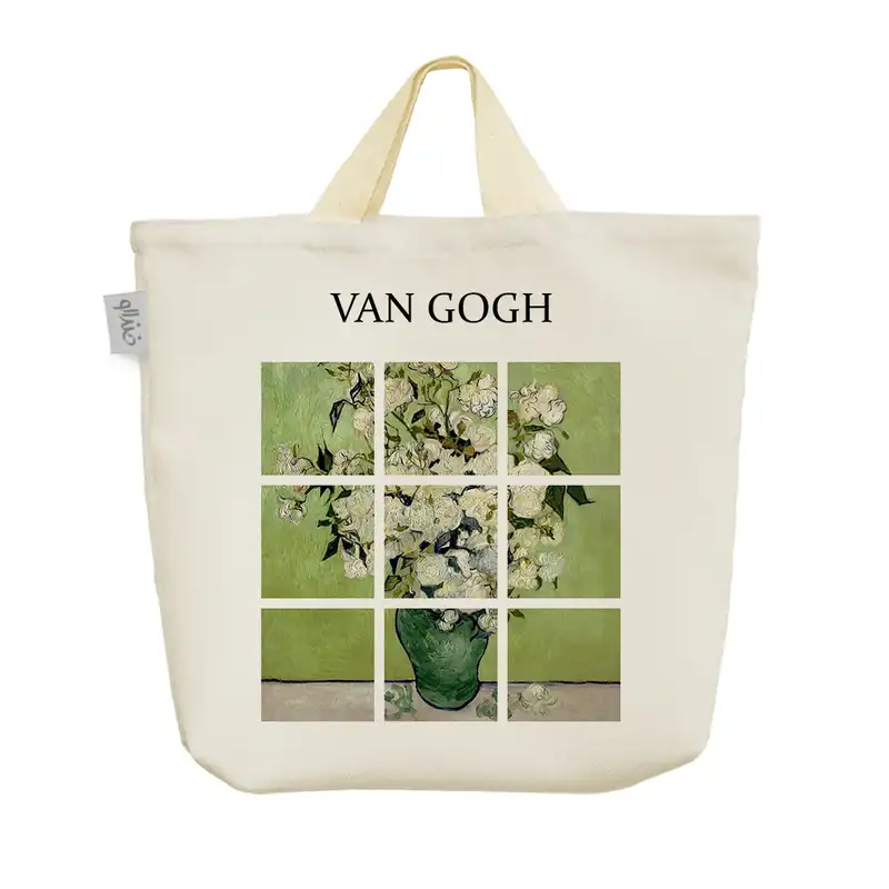 ساک خرید خندالو مدل گلدان رز ونسان ونگوگ کد 3044