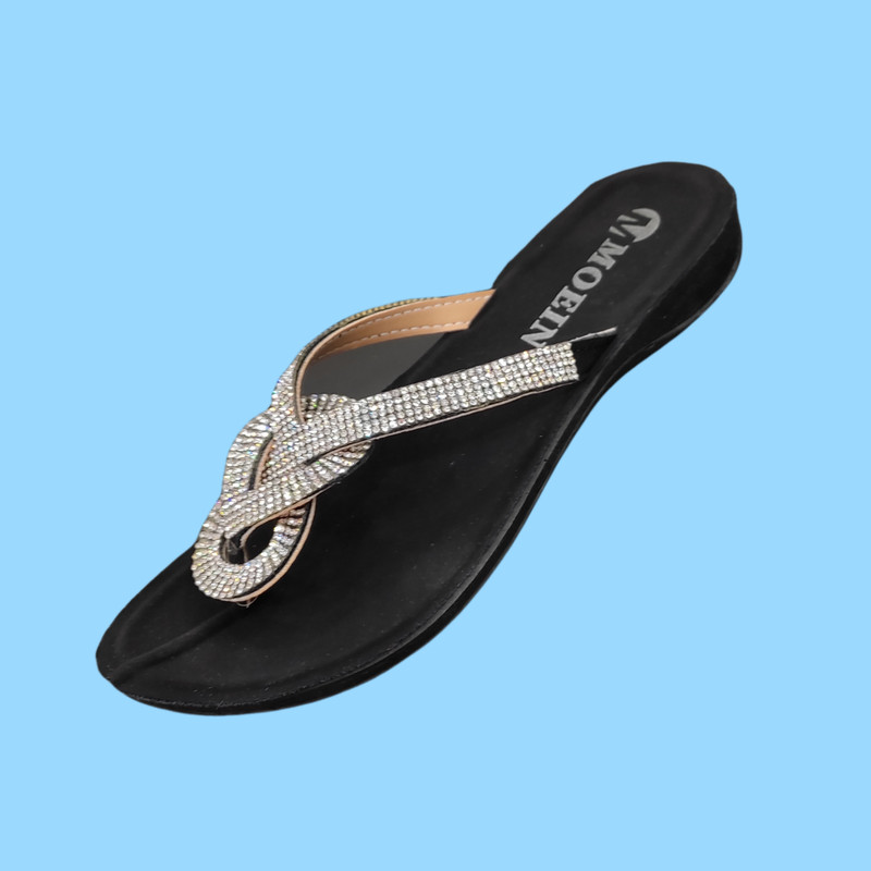 دمپایی لاانگشتی زنانه مدل طبی نگین دار آلفا