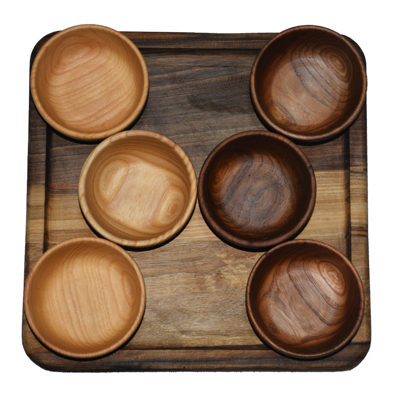 ست کاسه و بشقاب چوبی مدل B30K10 مجموعه 7 عددی