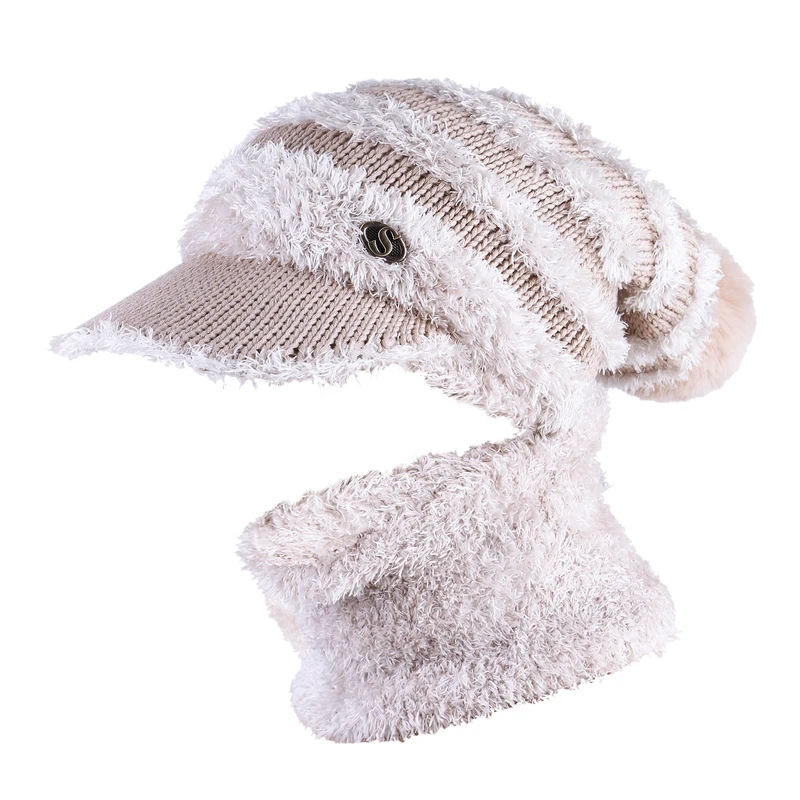 کلاه و شال بافتنی سام مدل نقابدار داخل خز کد 538