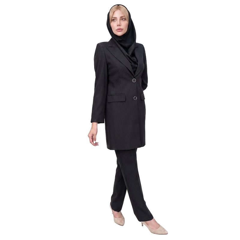 مانتو و شلوار زنانه دیپلمات دودکمه یقه بلیزر کد 531