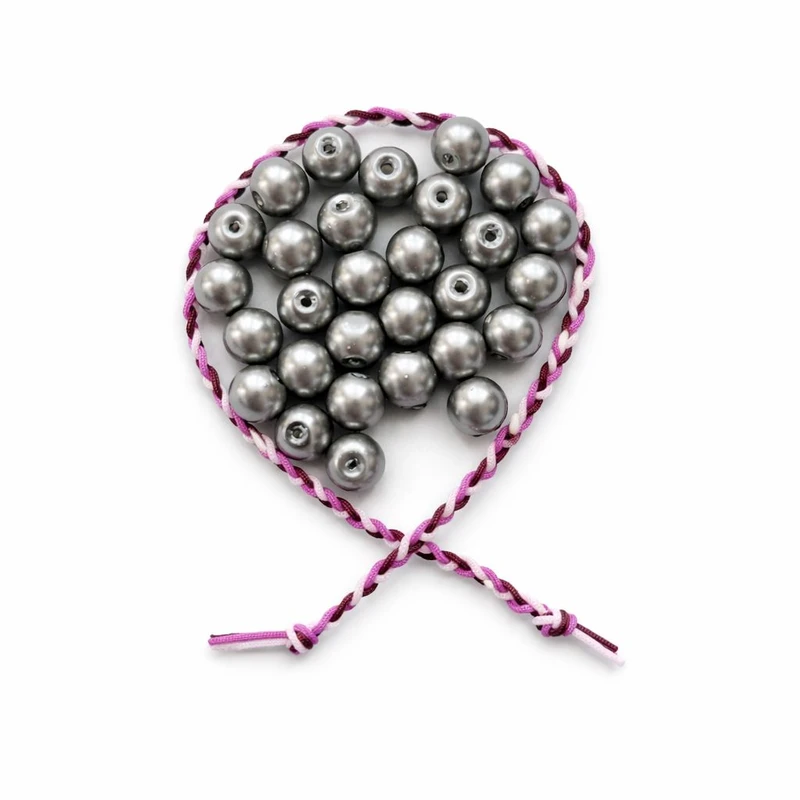 مهره دستبند مدل مروارید سنگی کد MOSADO30 به همراه نخ دستبند بسته 31 عددی