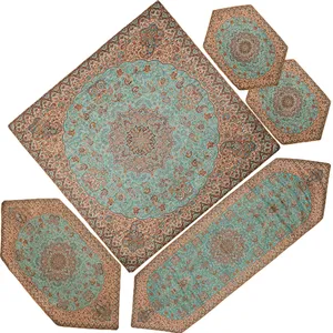 ست 5 تکه رومیزی ترمه طرح شاهپرند کد 002