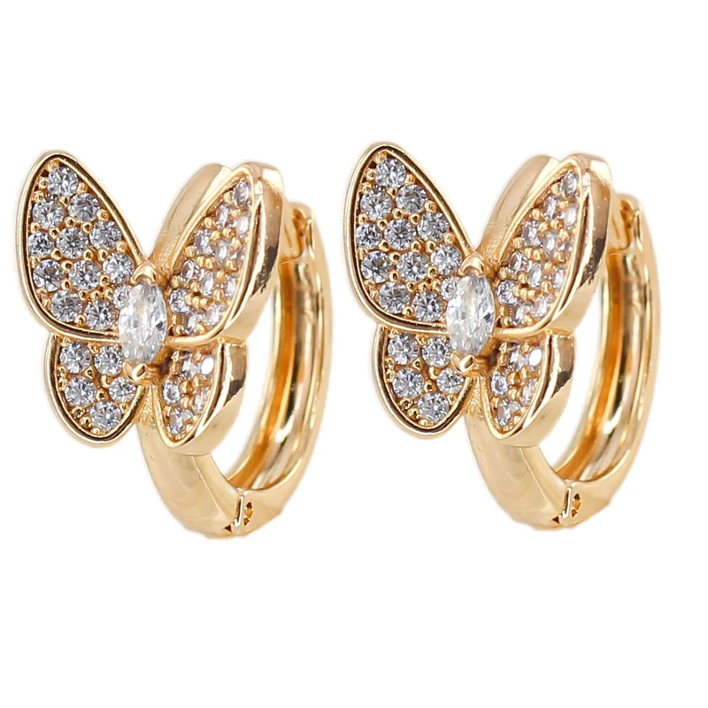 گوشواره حلقه‌ای زنانه ژوپینگ مدل پروانه کد AAC1354