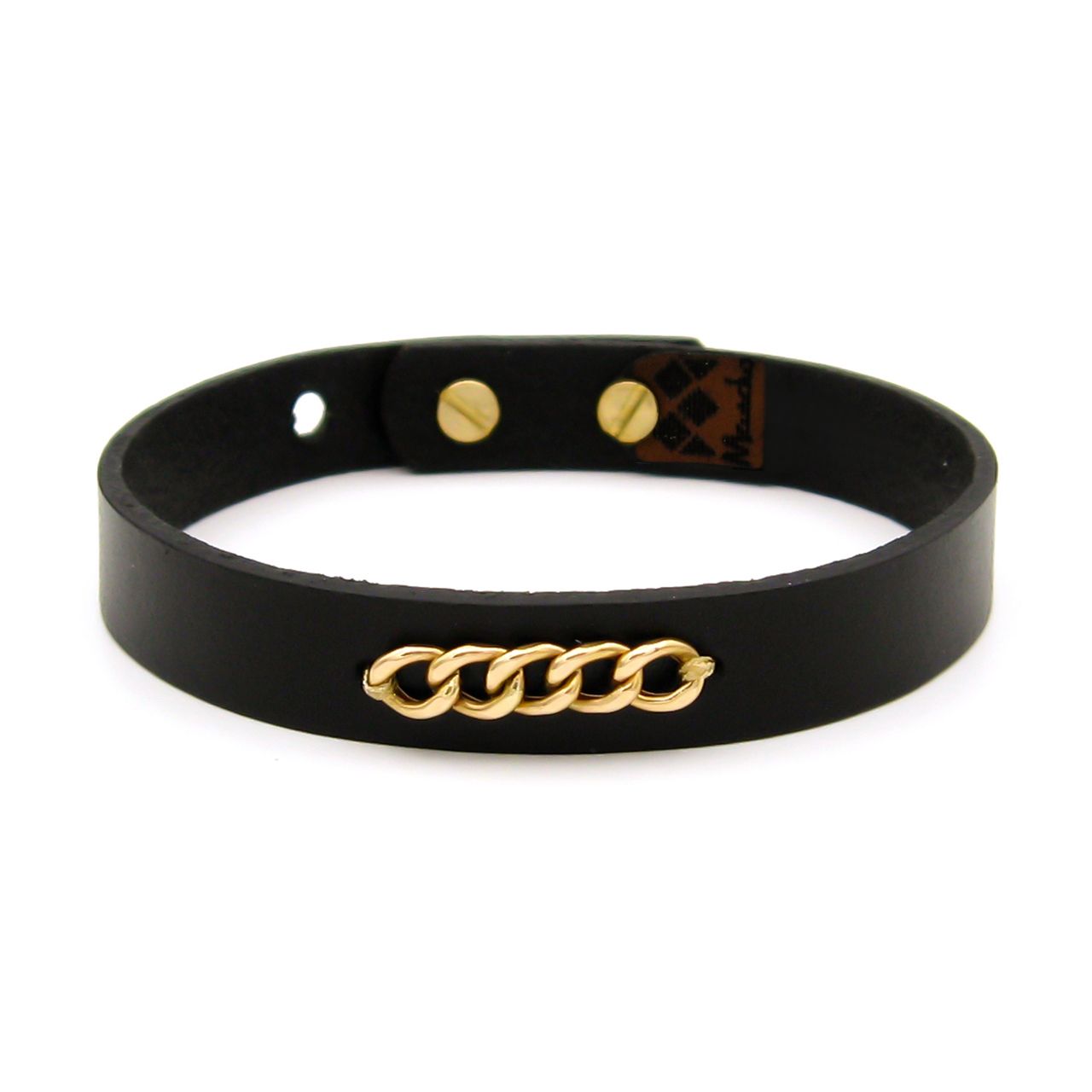 دستبند چرم و طلا 18 عیار مردانه مانچو مدل bfg242 -  - 1