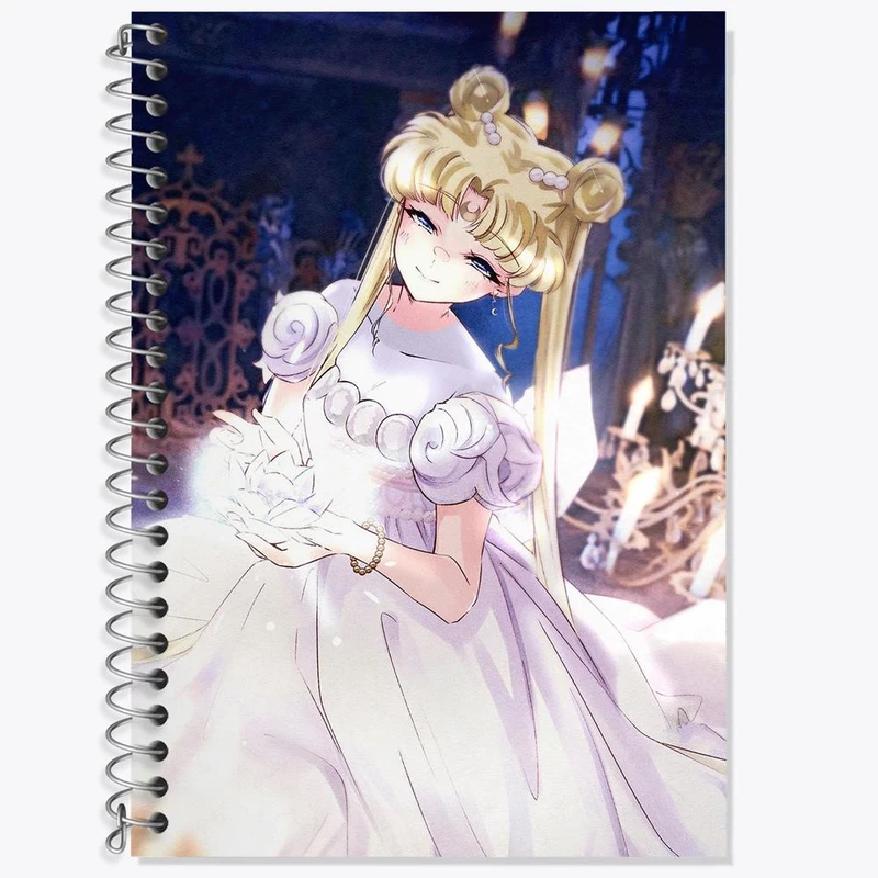 دفتر زبان 50 برگ خندالو مدل دو خط طرح اوساگی تسوکینو انیمه سیلور مون Sailor Moon کد 17450