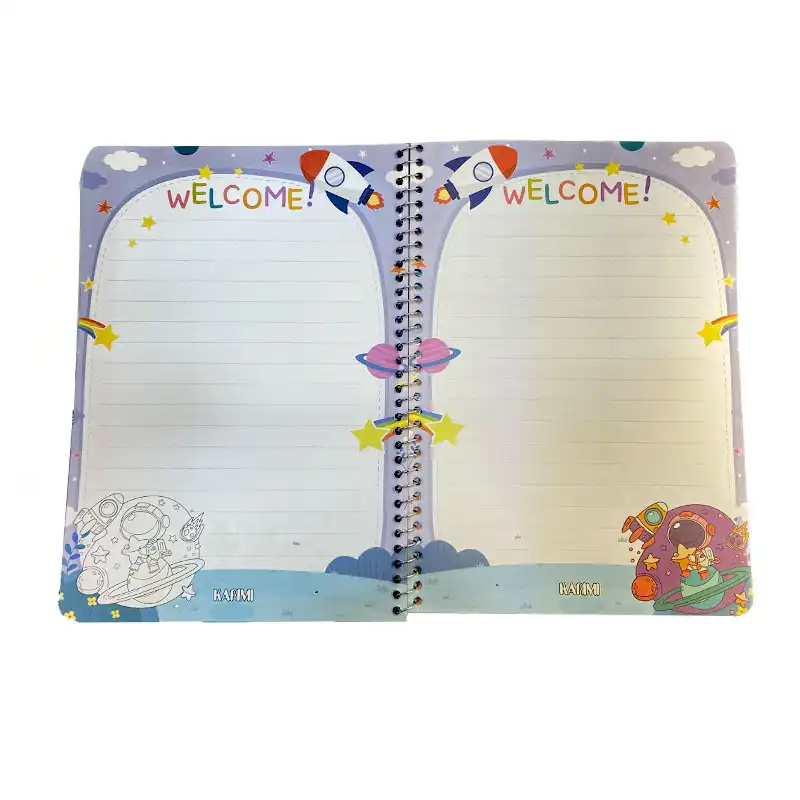 دفتر مشق 50 برگ کریمی طرح اسب تک شاخ یونی کورن مدل حاشیه دار