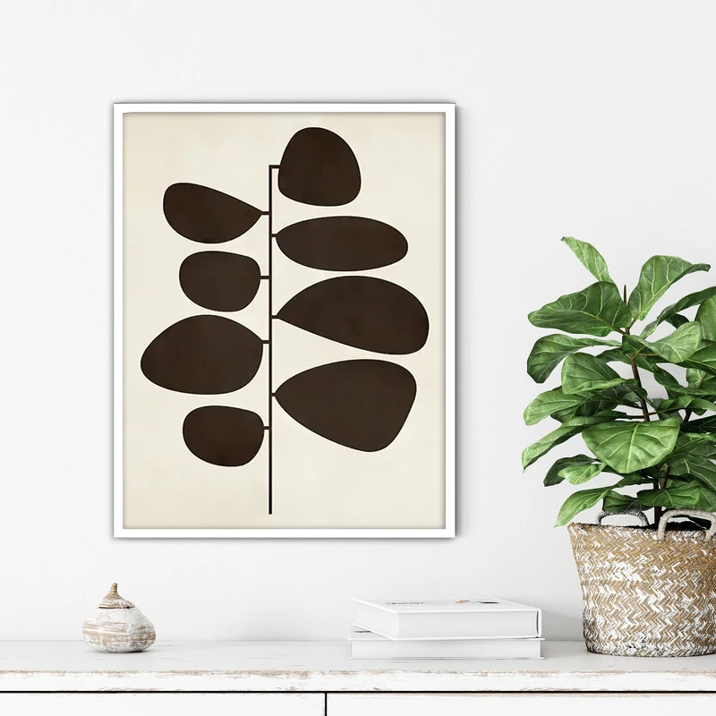 تابلو آتریسا طرح برگ مدرن مدل ATFF376 فریم سفید