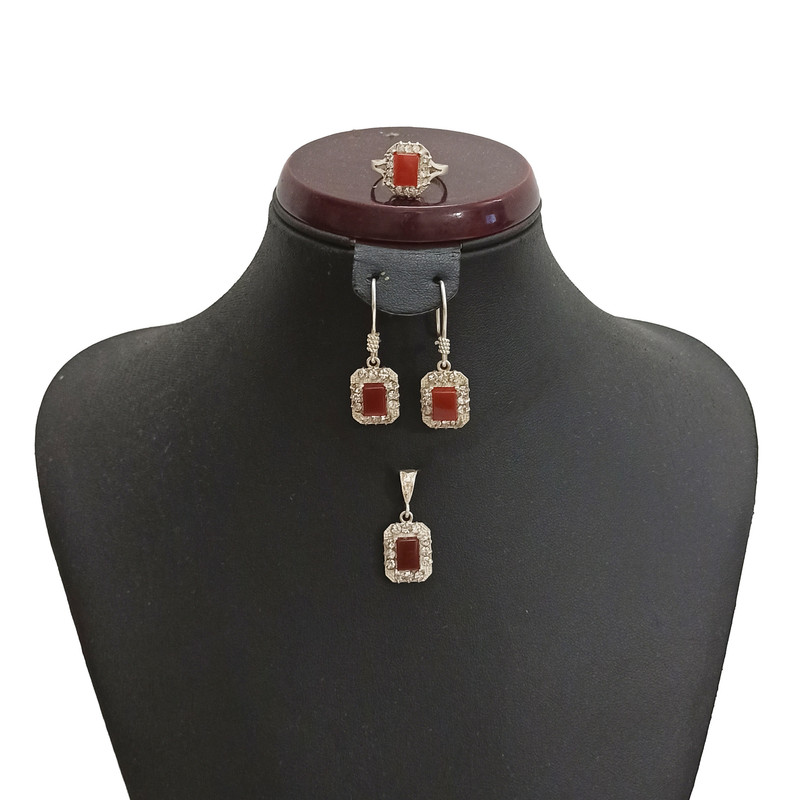 نیم ست نقره زنانه سلین کالا مدل عقیق کد ce-aghi2