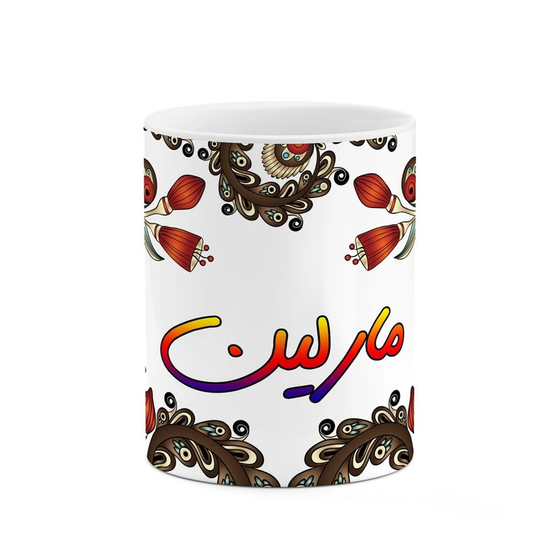 ماگ کاکتی مدل اسم مارلین طرح سنتی گل و بته کد mgh46958